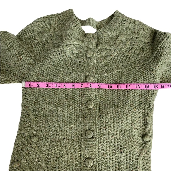 FAR AWAY FROM CLOSE anthropologie $128 Crossback Cable Cardigan XS Sage Green. - Picture 9 of 14